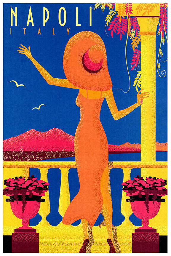 90s The Flying Goal ヴィンテージラグ ボビーオア タペストリ Napoli - Italy - Vintage Travel Poster – Lost Island Trading Company