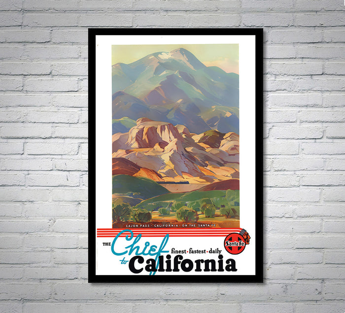 California - The Chief Railway - Vintage Travel Poster