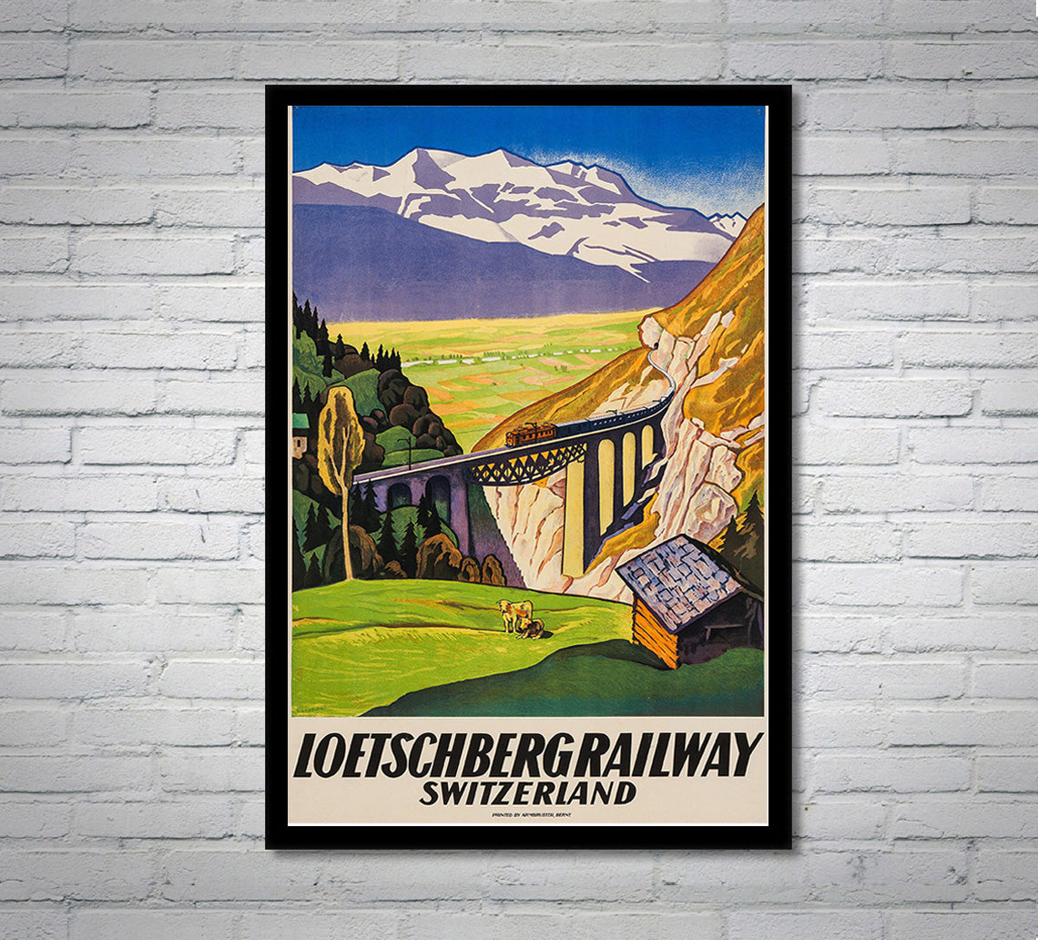 Switzerland 1931 - Loetschberg Railway - Vintage Travel Poster