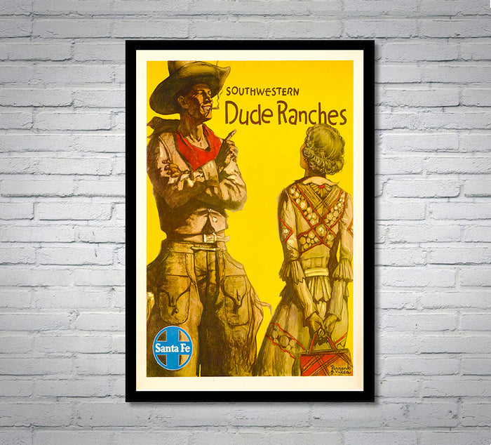 Dude Ranches 1940 - Santa Fe - Vintage Travel Poster