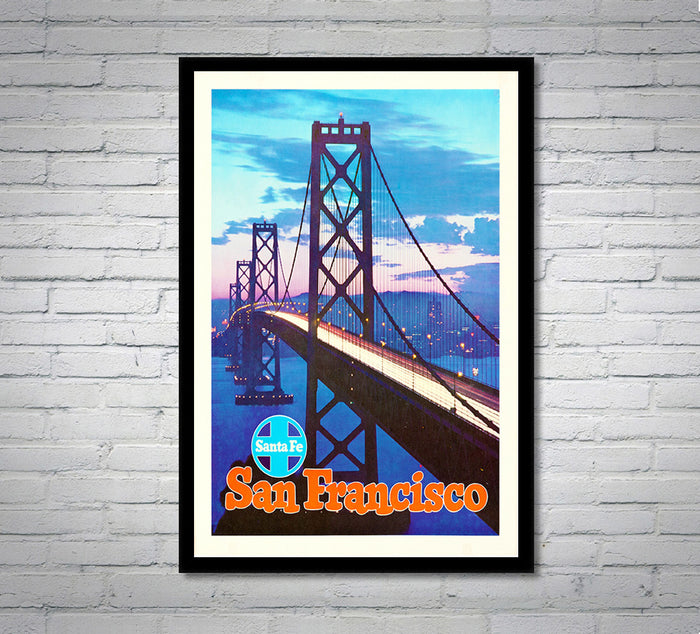 San Fran 1950s - Santa Fe Railway - Vintage Travel Poster