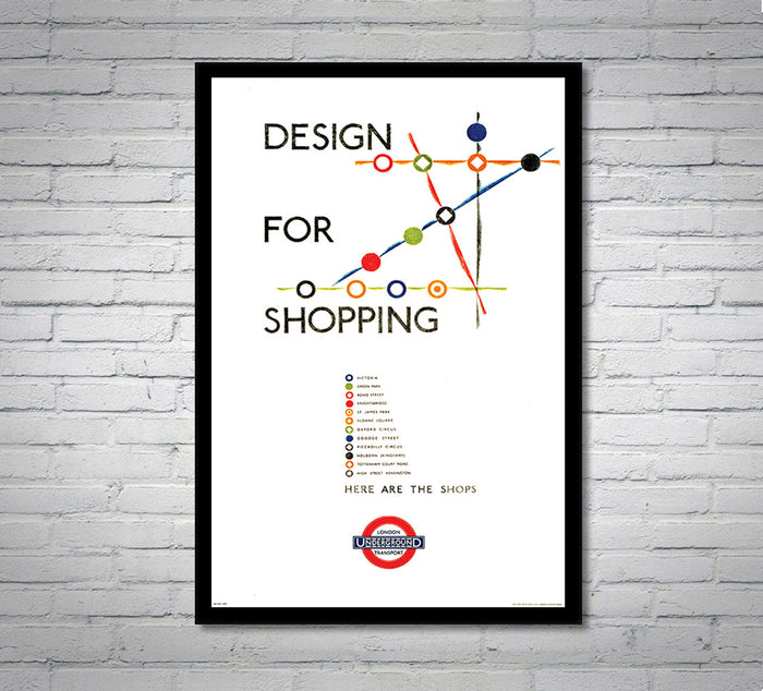 Design For Shopping - London Underground Transport - Vintage Travel Poster