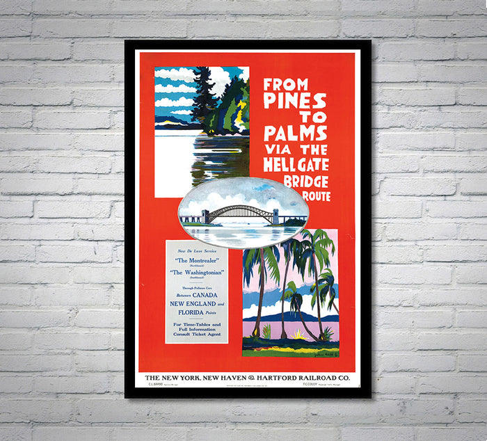 New Haven - Hell Gate Bridge - Vintage Travel Poster