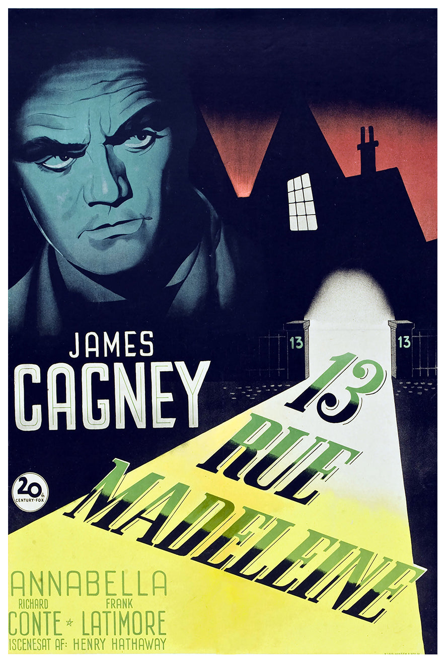 13 Rue Madeleine 1947 - James Cagney - Denmark - Classic Movie Poster