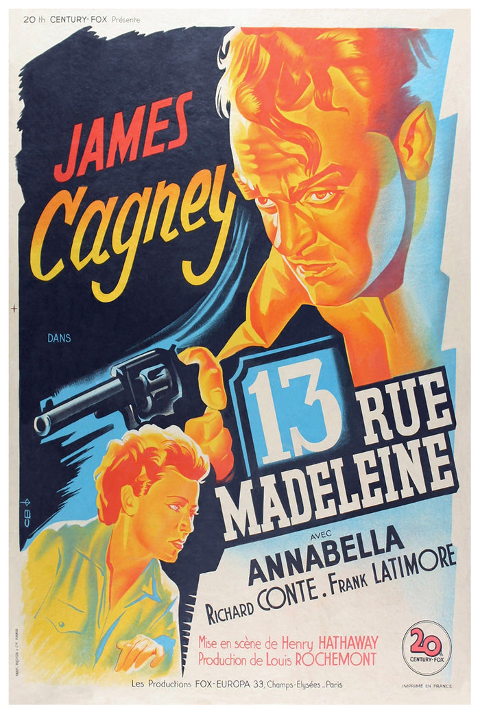 13 Rue Madeleine 1947 - James Cagney - France - Classic Movie Poster