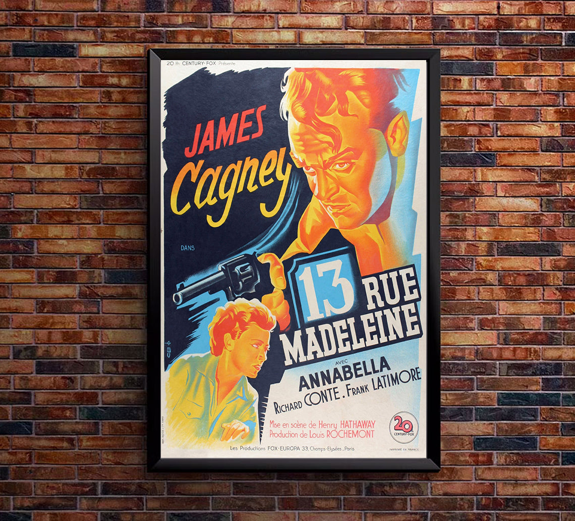 13 Rue Madeleine 1947 - James Cagney - France - Classic Movie Poster