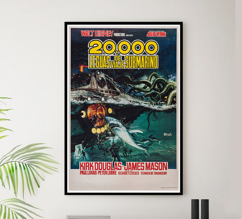 20000 Leagues Under the Sea - 1954 - Spanish - Vintage Movie Poster