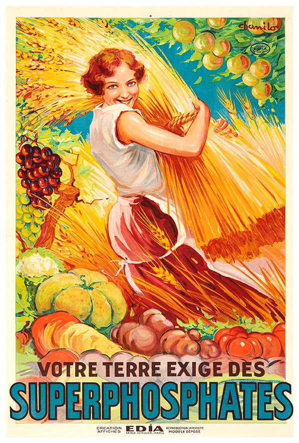 Superphosphates  Fertilizer - Vintage Advertising Poster