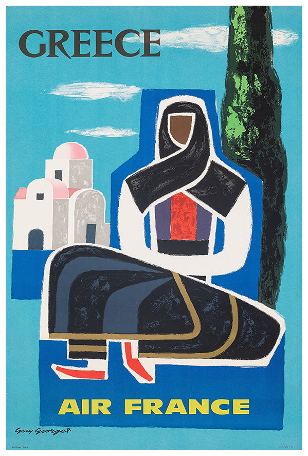 Air France - Greece - Vintage Airline Travel Poster