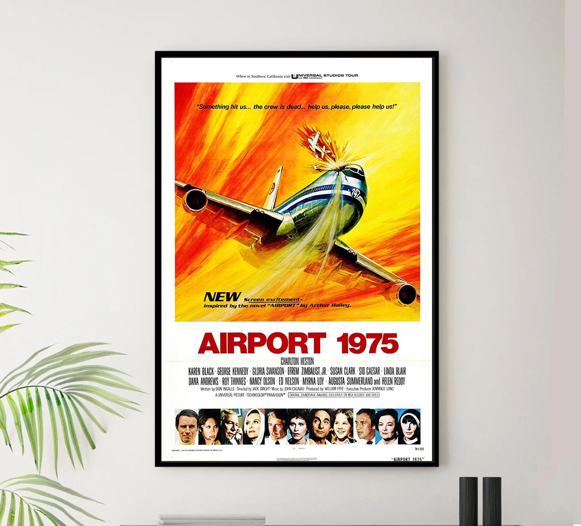 Airport 1975 - Charlton Heston - Vintage Classic Movie Poster