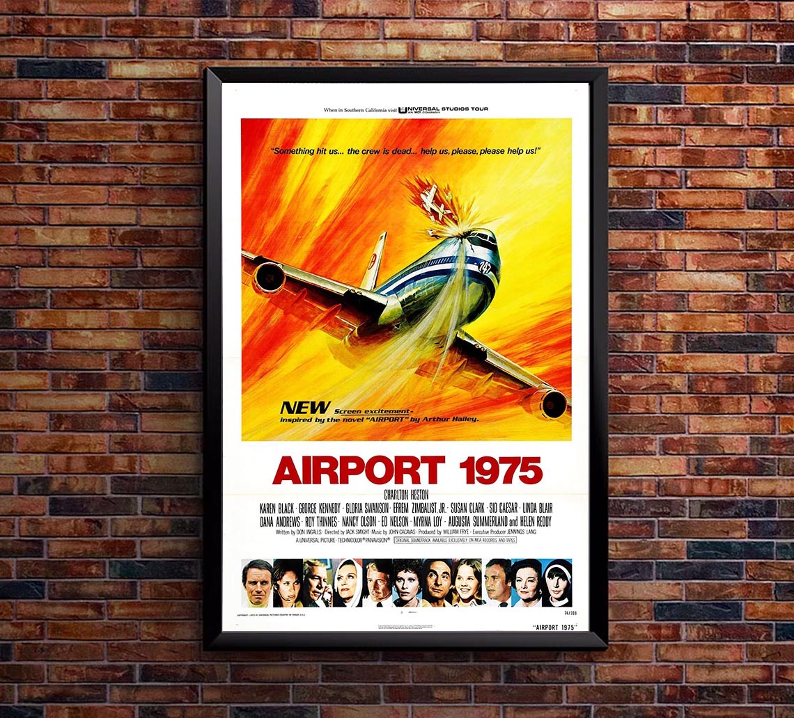 Airport 1975 - Charlton Heston - Vintage Classic Movie Poster