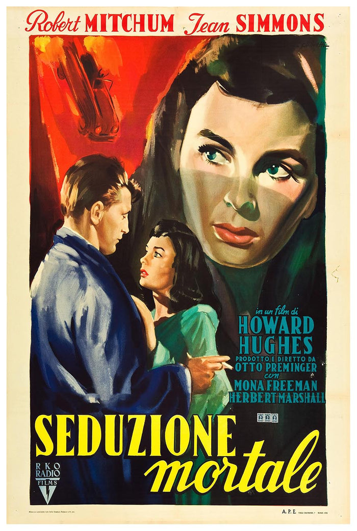 Angel Face 1953 - Italian - Robert Mitchum - Vintage Classic Movie Poster