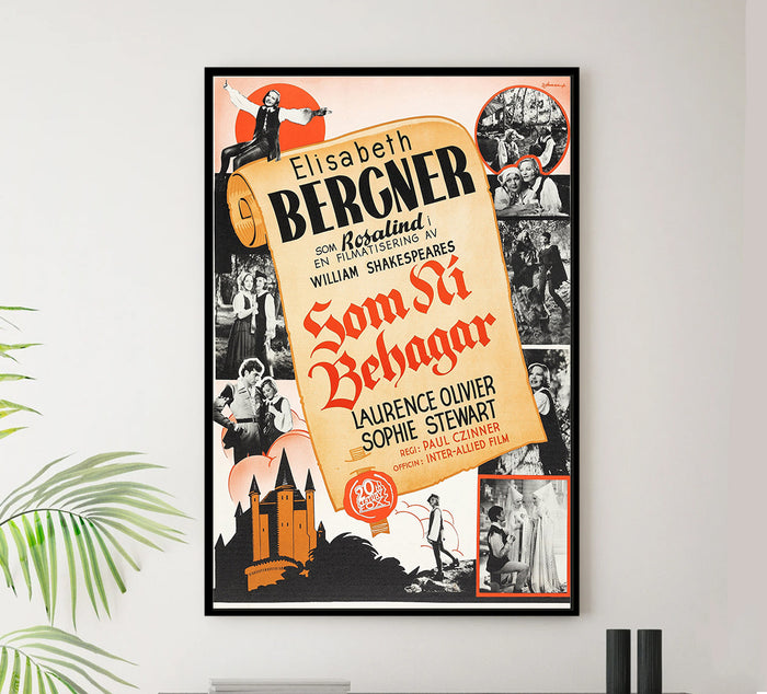 As You Like It 1936 - Laurence Olivier - Sweden - Classic Movie Poster