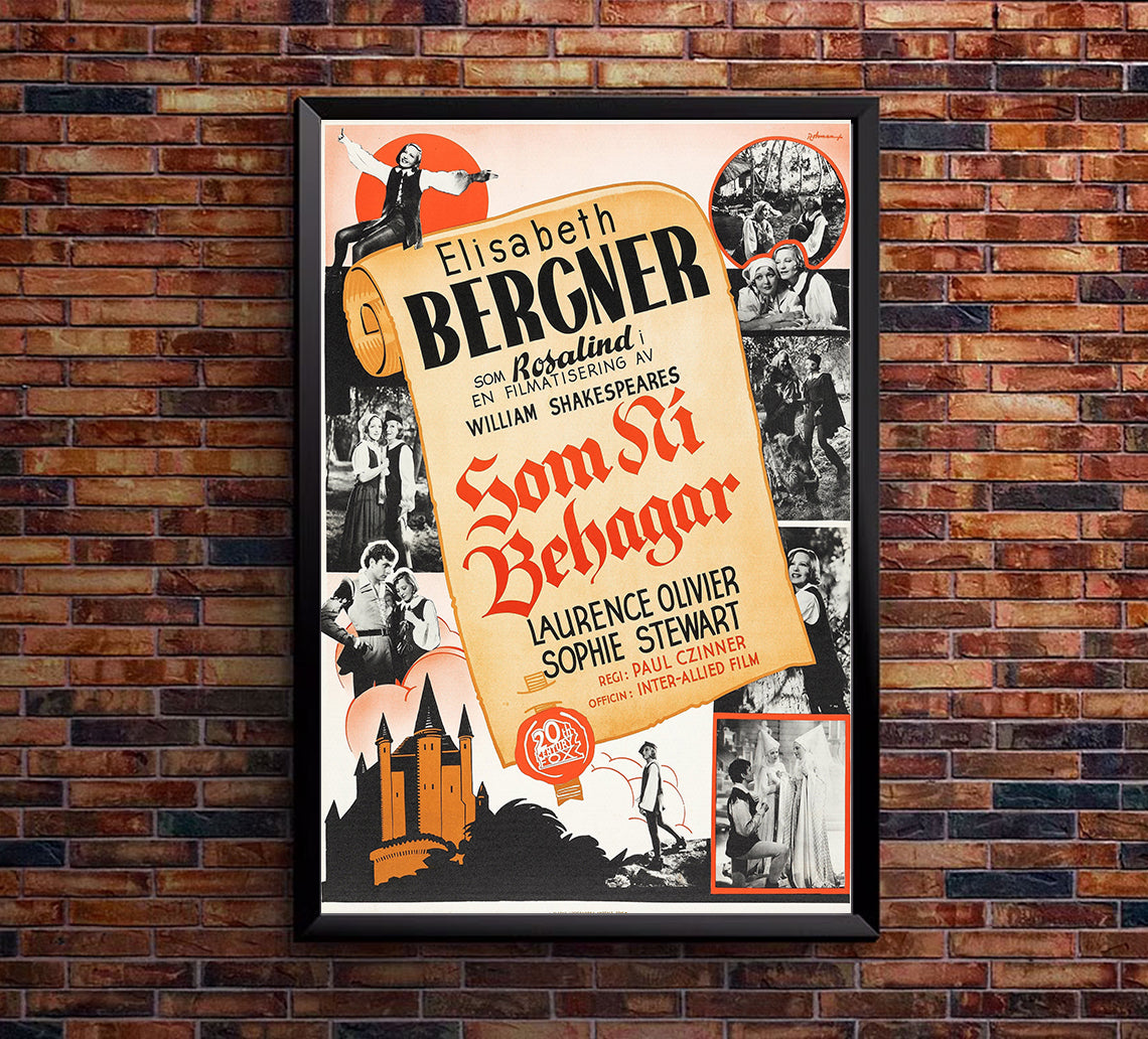 As You Like It 1936 - Laurence Olivier - Sweden - Classic Movie Poster