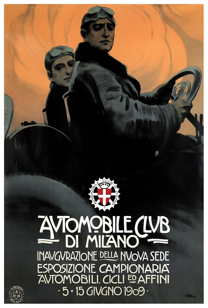 Automobile Club Milano - Italy - Vintage Automobile Racing Poster