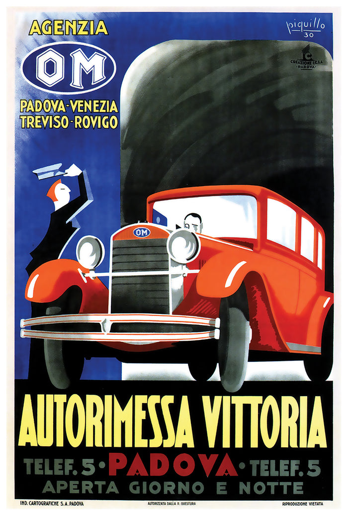Autorimessa Vittoria - Italy - Vintage Automobile Racing Poster