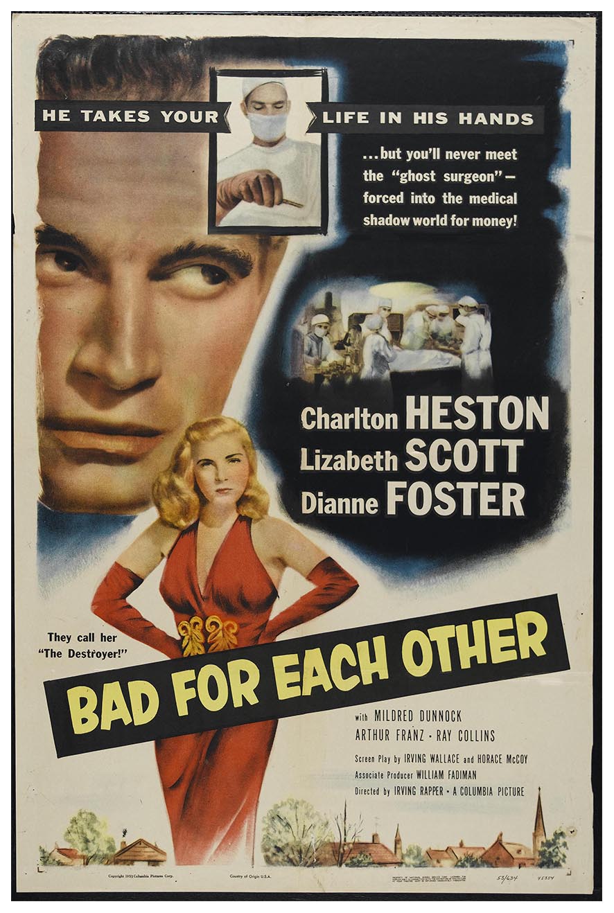 Bad for Each Other 1953 - Charlton Heston - Vintage Classic Movie Poster