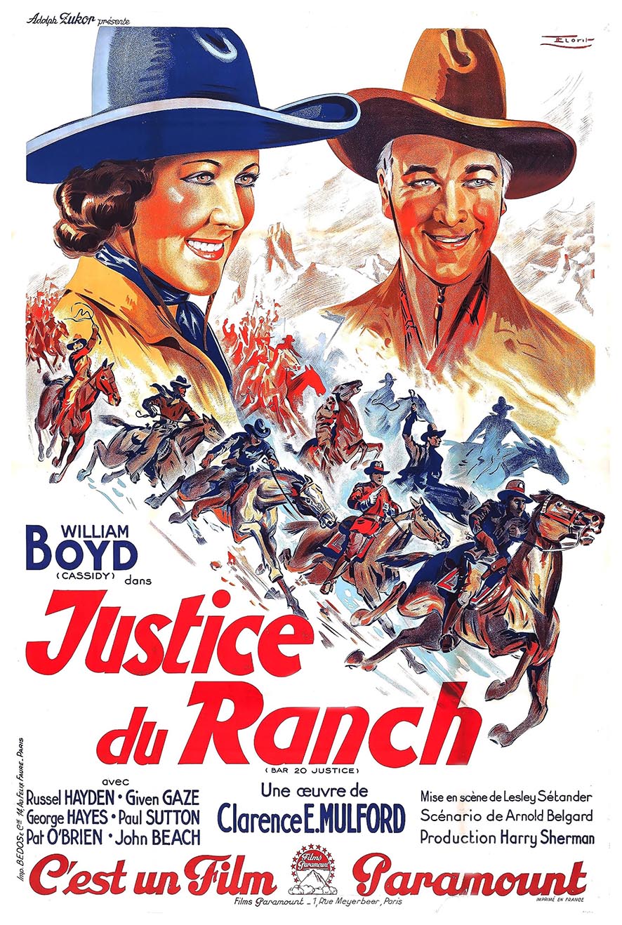 Bar 20 Justice 1938 - France - William Boyd - Classic Western Movie Poster