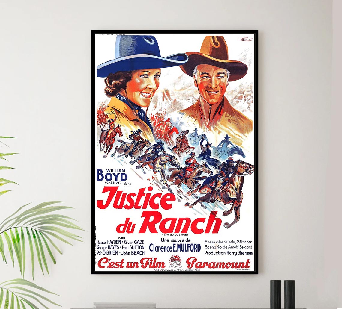 Bar 20 Justice 1938 - France - William Boyd - Classic Western Movie Poster