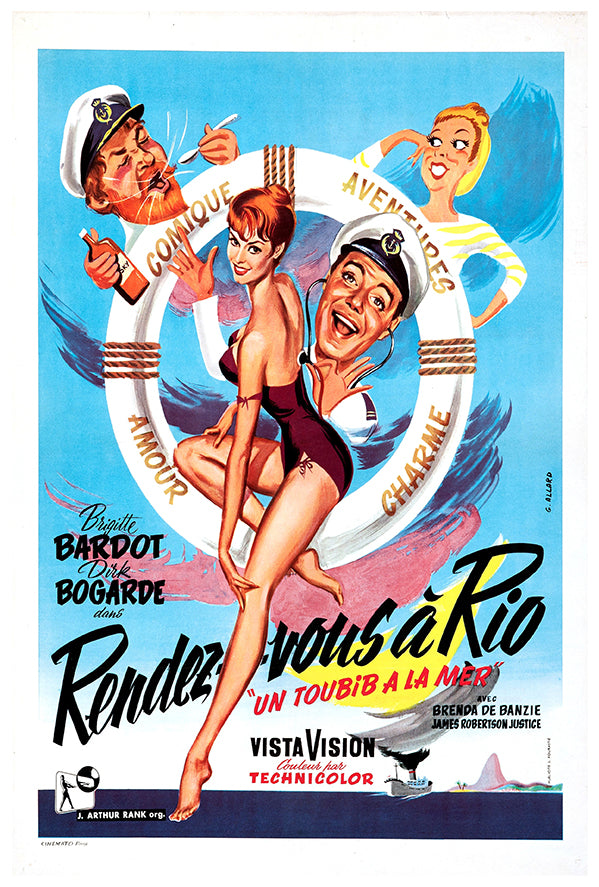 Doctor at Sea - French - Vintage Movie Poster