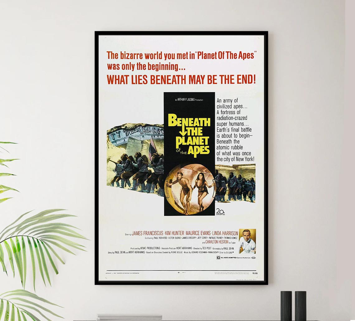 Beneath the Planet of the Apes 1970 v1 - Charlton Heston - Vintage Classic Movie Poster