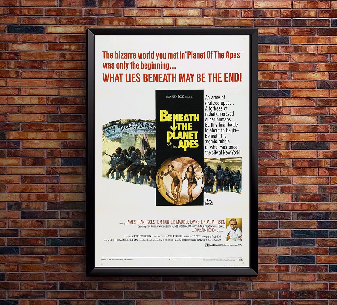 Beneath the Planet of the Apes 1970 v1 - Charlton Heston - Vintage Classic Movie Poster