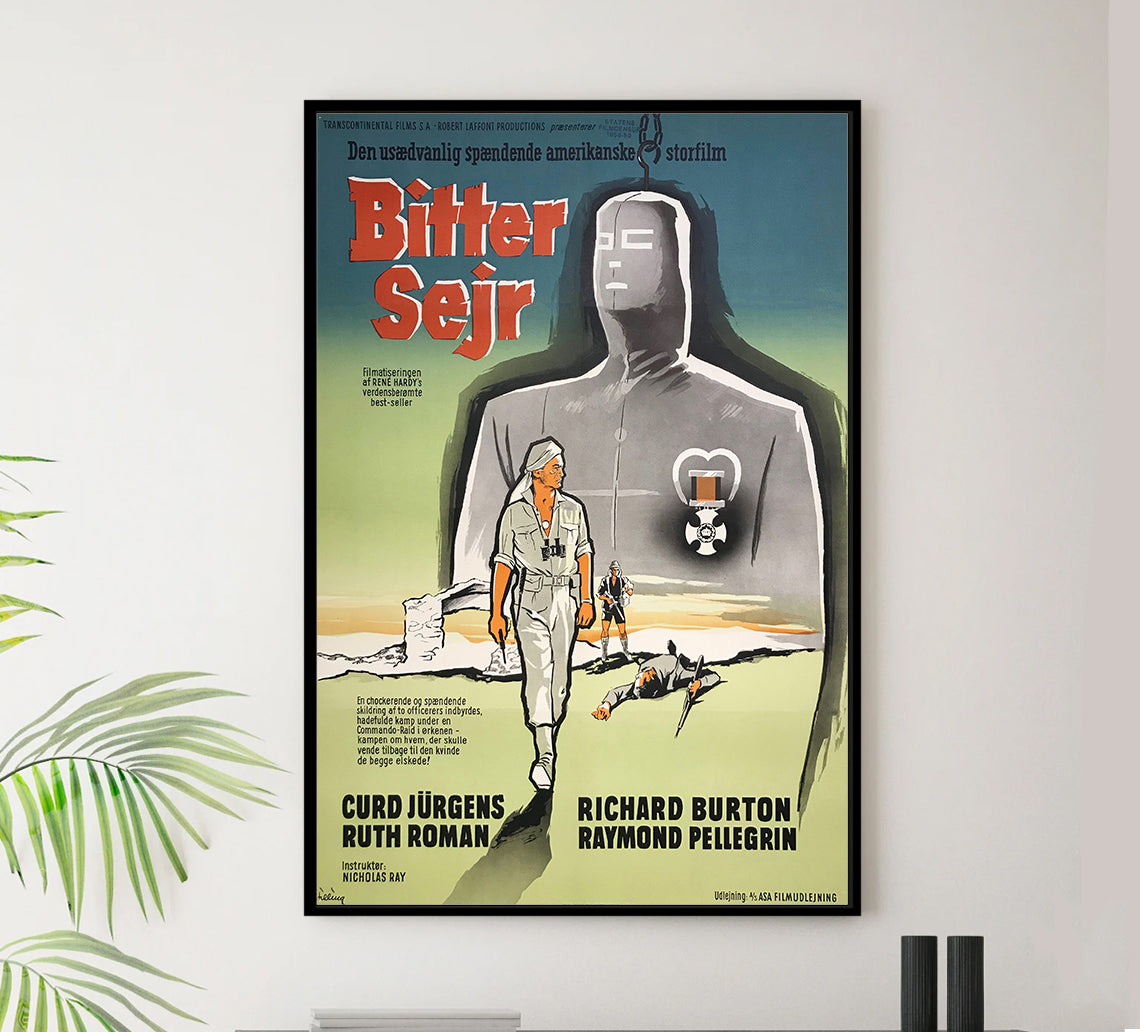 Bitter Victory 1957 - Richard Burton - Denmark - Classic Movie Poster