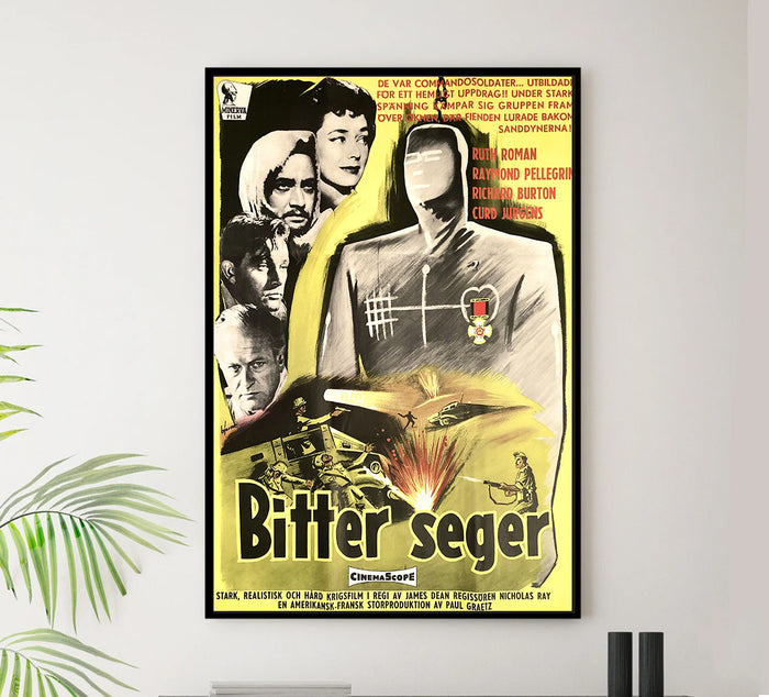 Bitter Victory 1957 - Richard Burton - Sweden - Classic Movie Poster