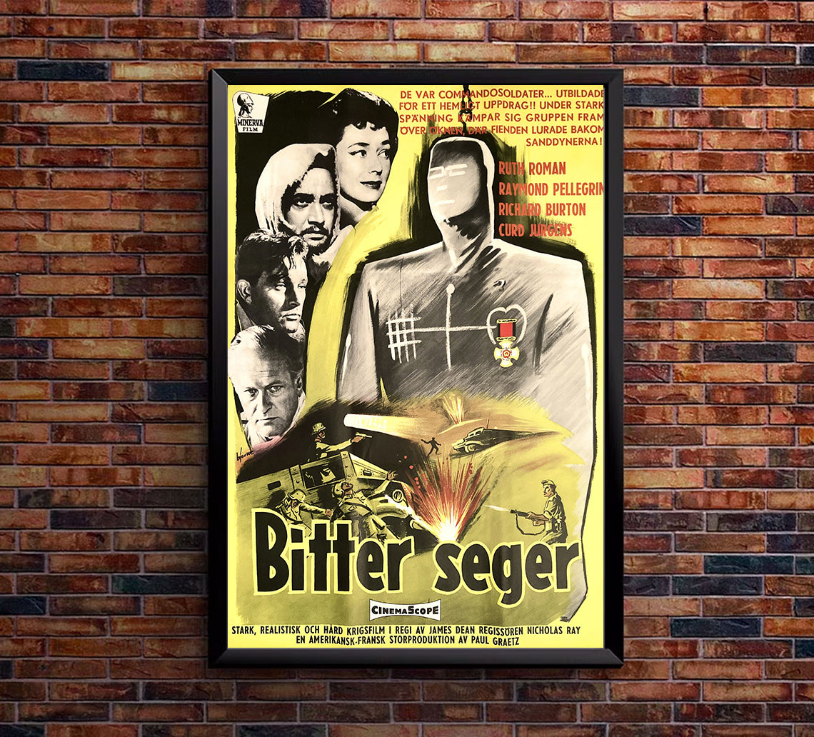 Bitter Victory 1957 - Richard Burton - Sweden - Classic Movie Poster