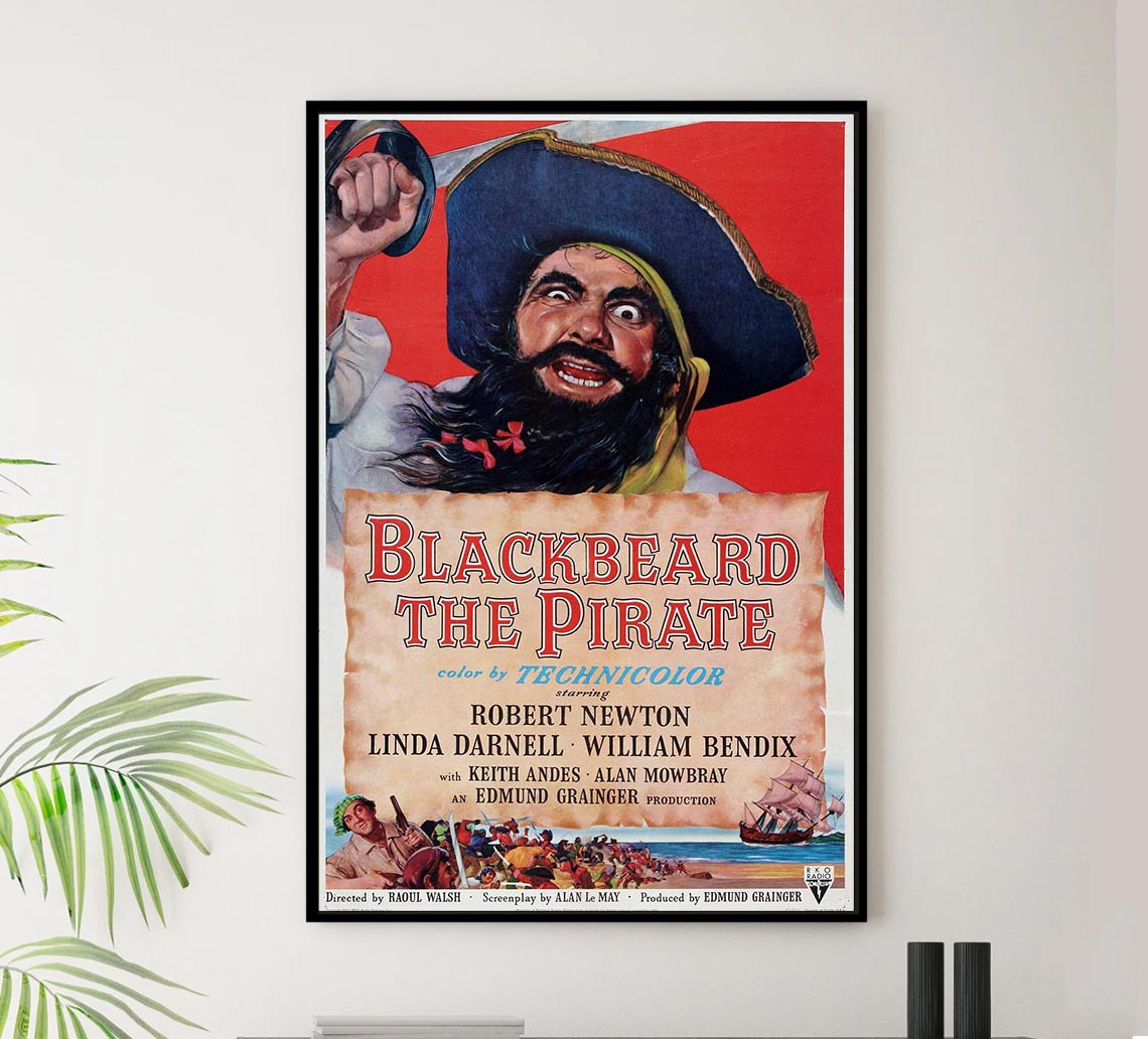 Blackbeard, the Pirate 1952 - Vintage Pirate Classic Movie Poster