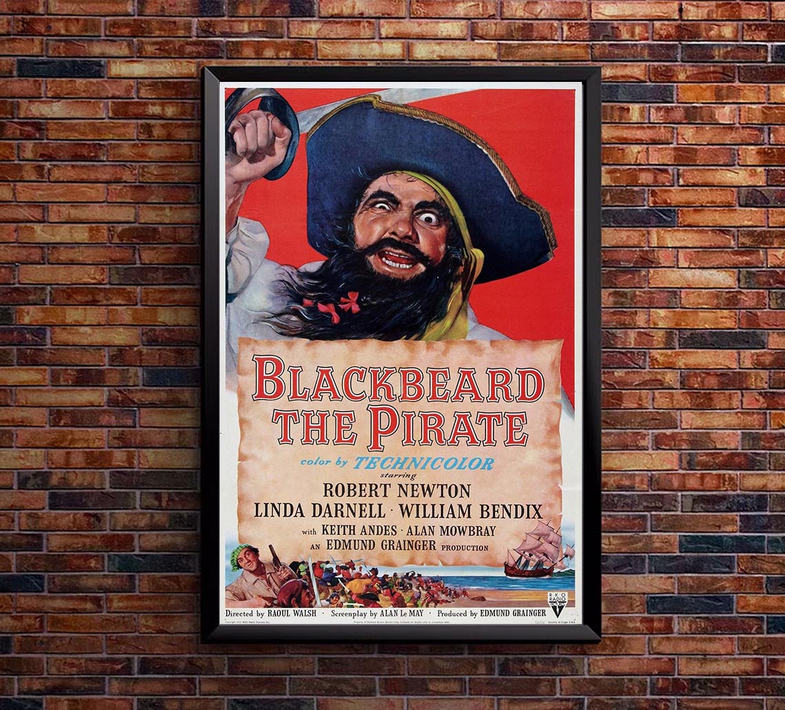 Blackbeard, the Pirate 1952 - Vintage Pirate Classic Movie Poster