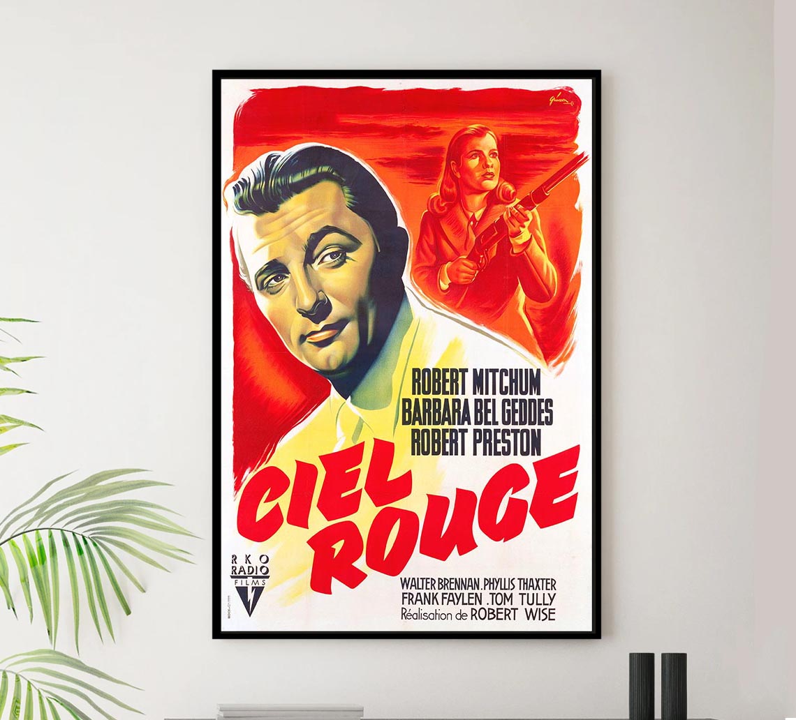 Blood on the Moon 1948 - France - Robert Mitchum - Vintage Classic Movie Poster