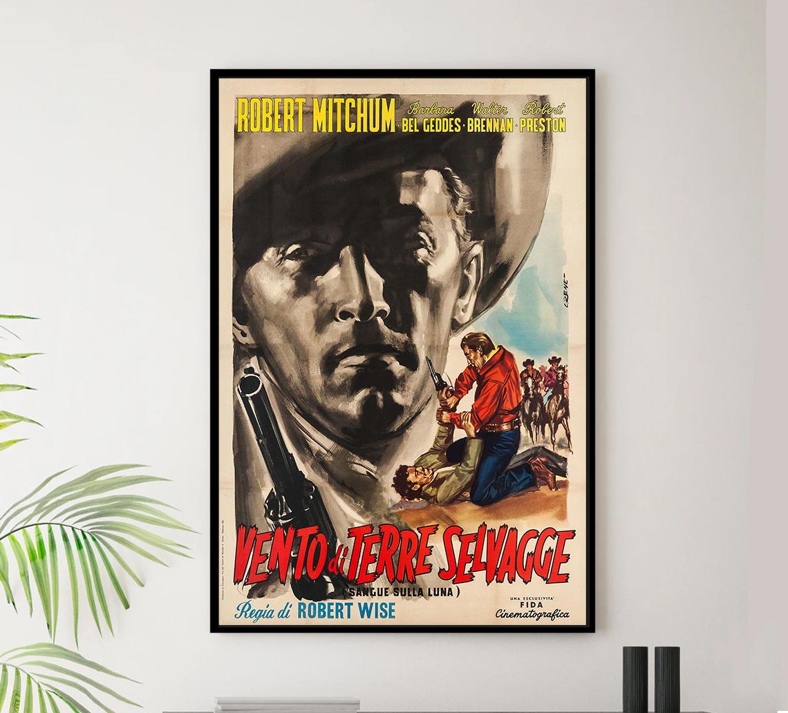 Blood on the Moon 1948 - Italian v4 - Robert Mitchum - Vintage Classic Movie Poster