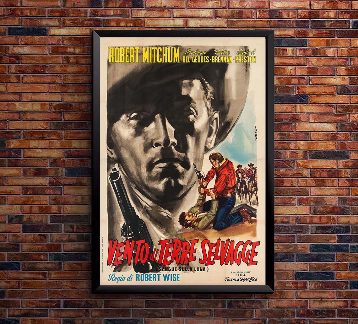 Blood on the Moon 1948 - Italian v4 - Robert Mitchum - Vintage Classic Movie Poster