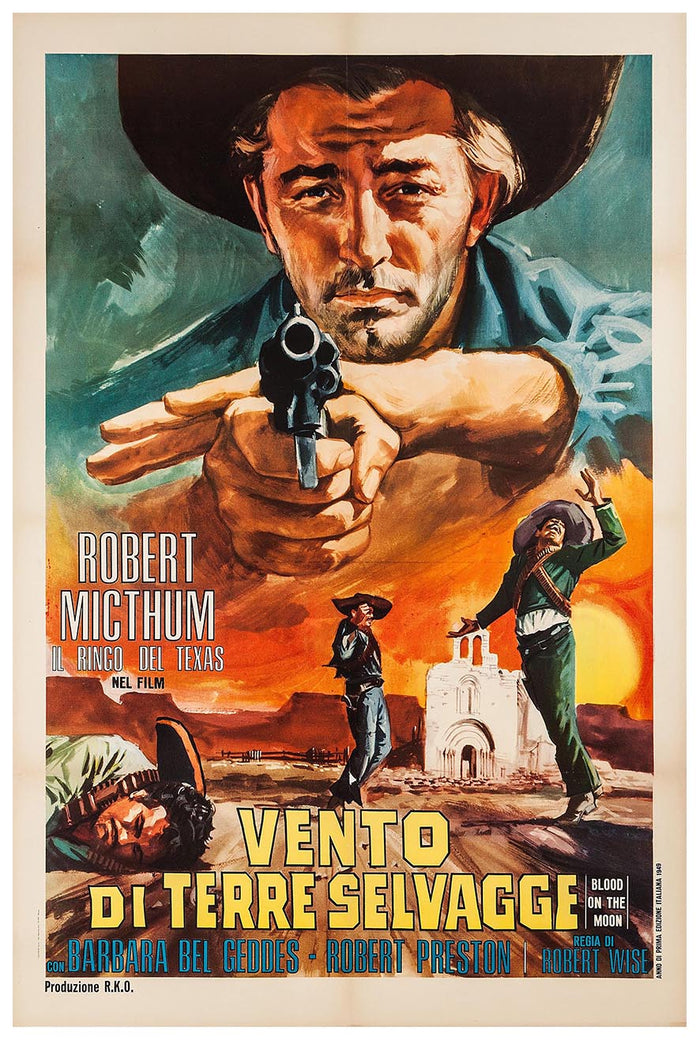 Blood on the Moon 1948 - Italian v2 - Robert Mitchum - Vintage Classic Movie Poster