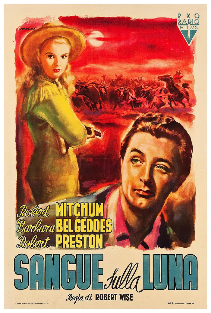 Blood on the Moon 1948 - Italian v3 - Robert Mitchum - Vintage Classic Movie Poster