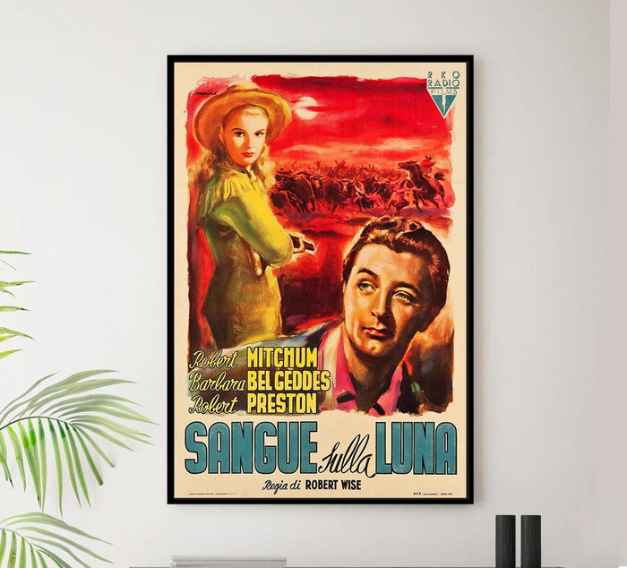 Blood on the Moon 1948 - Italian v3 - Robert Mitchum - Vintage Classic Movie Poster