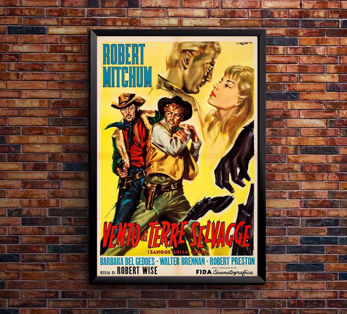 Blood on the Moon 1948 - Italian v4 - Robert Mitchum - Vintage Classic Movie Poster