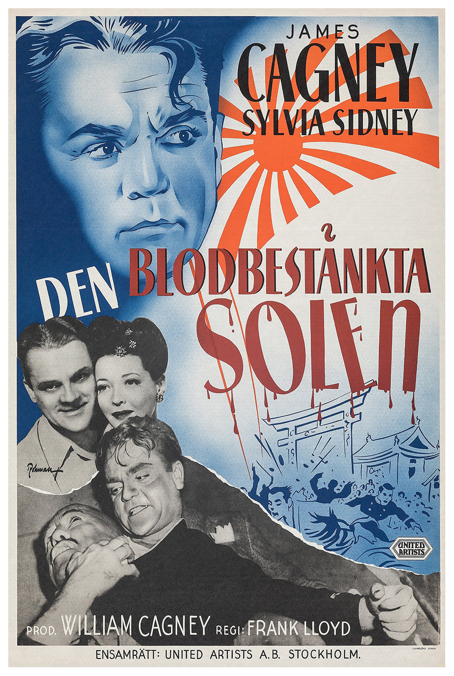 Blood on the Sun 1945 - James Cagney - Sweden - Classic Movie Poster