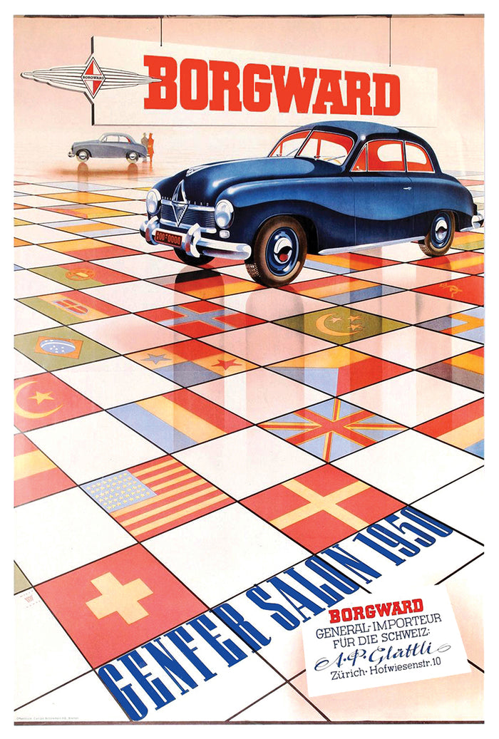 Borgward - German  - Vintage Automobile Racing Poster