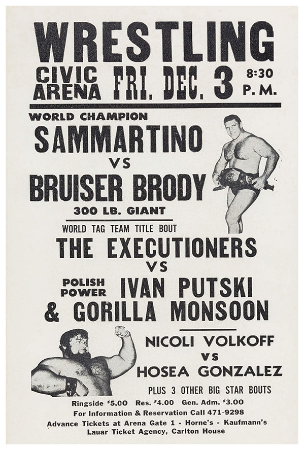 Sammartino vs Bruiser Brody - 1976 - Vintage Wrestling Poster