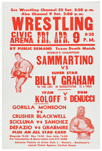 Bruno Sammartino vs Billy Graham -1976 - Vintage Wrestling Poster