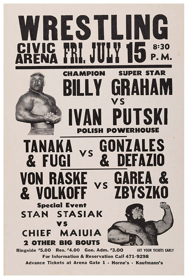 Billy Graham vs Ivan Putski - 1976 - Vintage Wrestling Poster