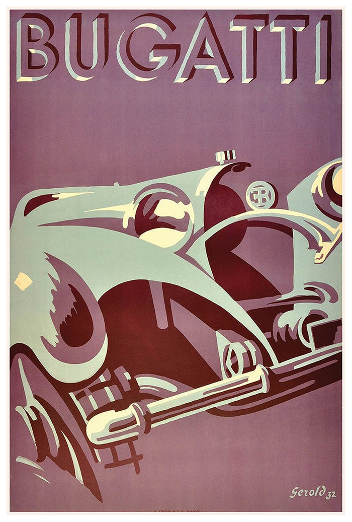 Bugatti - Italian  - Vintage Automobile Racing Poster