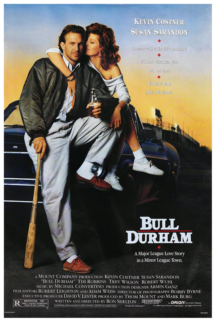 Bull Durham 1988 v1 - Kevin Costner - Vintage Classic Movie Poster