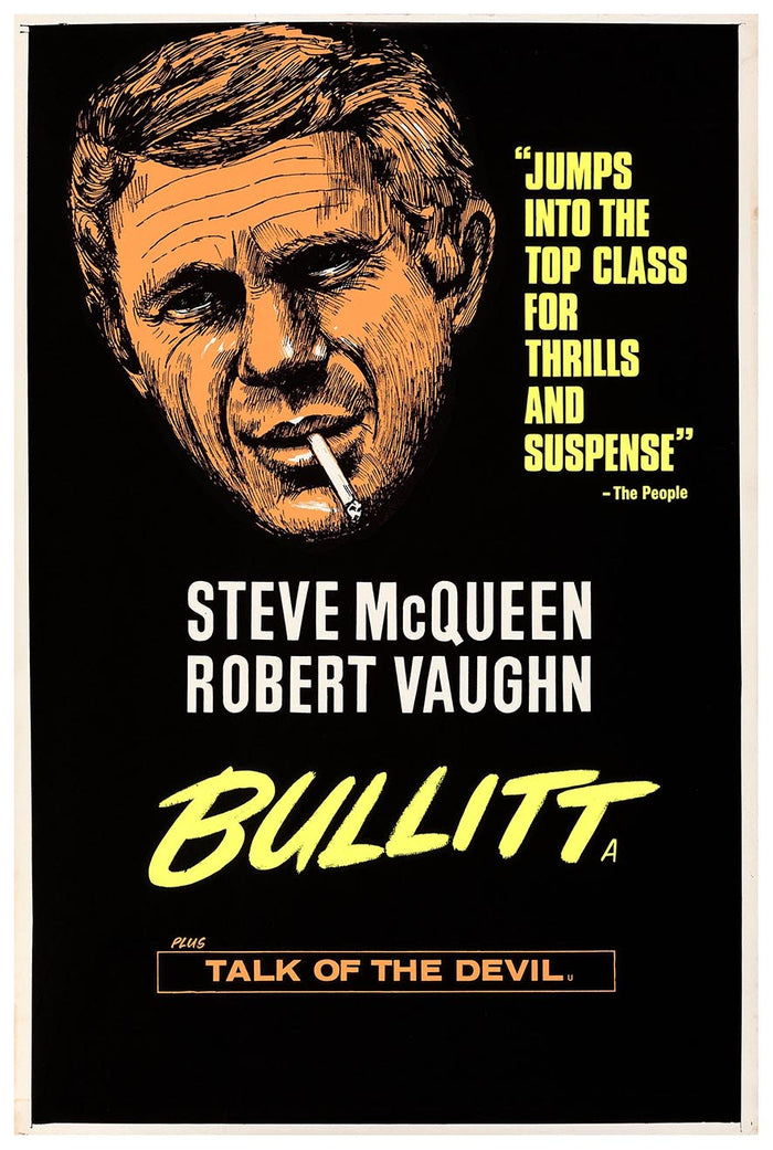 Bullitt 1968 v2 - Steve McQueen - Vintage Classic Movie Poster