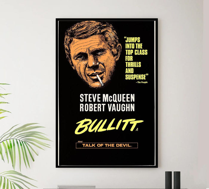 Bullitt 1968 v2 - Steve McQueen - Vintage Classic Movie Poster