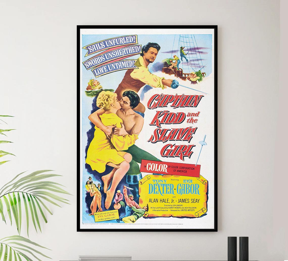 Captain Kidd and the Slave Girl 1954 - Vintage Pirate Classic Movie Poster