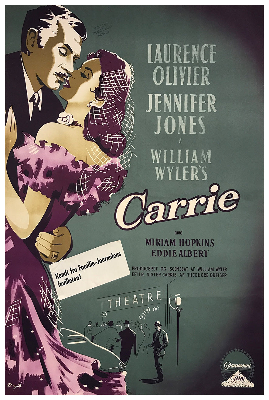 Carrie 1952 - Laurence Olivier - Denmark - Classic Movie Poster