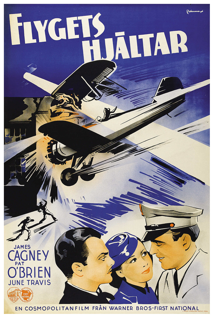 Ceiling Zero 1936 - James Cagney - Sweden - Classic Movie Poster